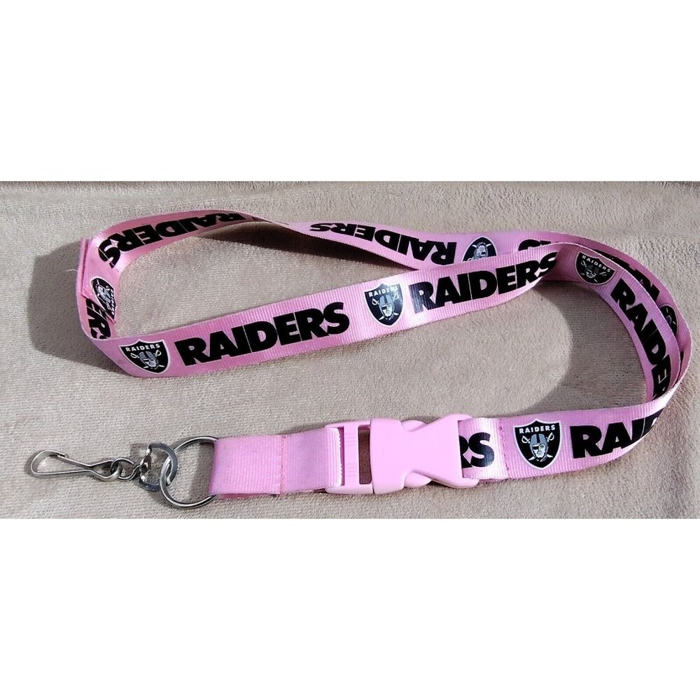 NFL Las Vegas Raiders Breakaway Buckle Lanyard Pink Football Badge Necklace